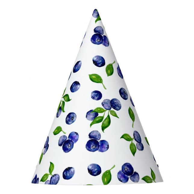 Berry Sweet Birthday Blueberries Watercolor Cute Party Hat (Front)