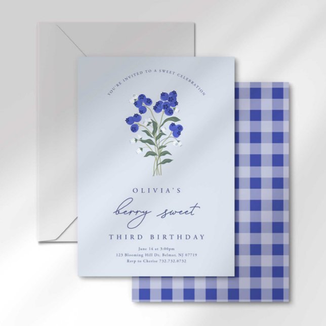 Berry Sweet Birthday Blueberry Invitation (Creator Uploaded)