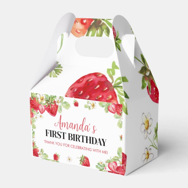 Berry Sweet Birthday Favour Box Strawberry Theme (Front Side)