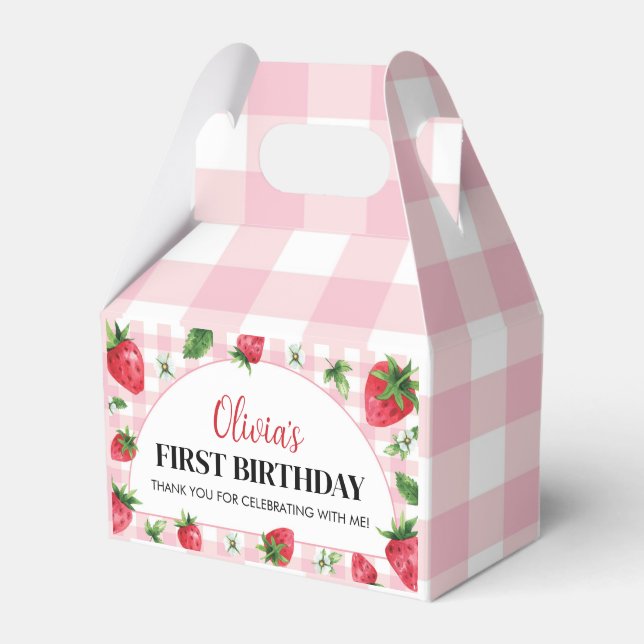 Berry Sweet Birthday Favour Box Strawberry Theme (Front Side)