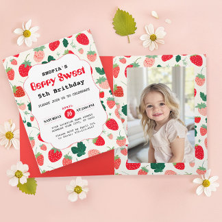 Berry Sweet Birthday Folded  Invitation
