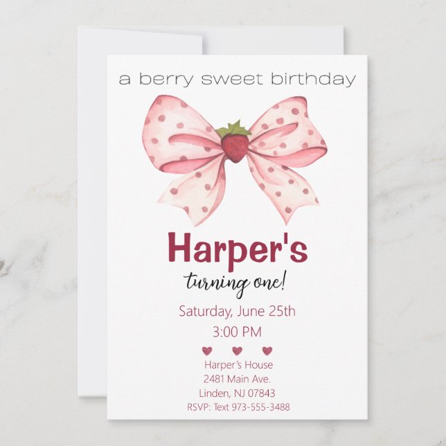 Berry Sweet Birthday Invitation (Front)