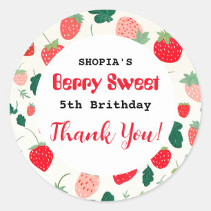 Berry Sweet Birthday Invitation Classic Round Sticker