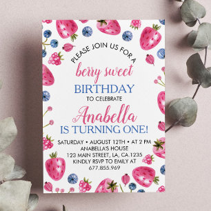 Berry Sweet Birthday Invitation Strawberry Theme