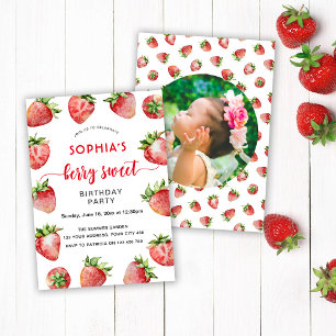 Berry Sweet Birthday Party Photo Invitation