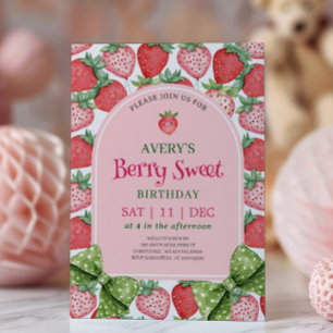 Berry Sweet Birthday Party Strawberry Birthday Invitation