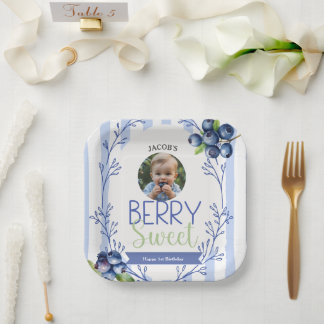 Berry Sweet Birthday Photo Paper Plates