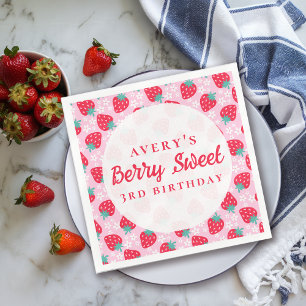 Berry Sweet Birthday Strawberry Daisy Napkin