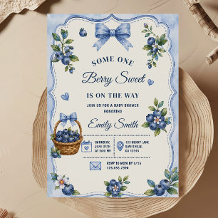 Berry Sweet Blue Baby shower Blueberry Invitation