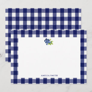 Berry Sweet Blue Gingham Baby Shower Card