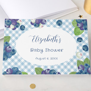Berry Sweet Blue Gingham Baby Shower Guest Book