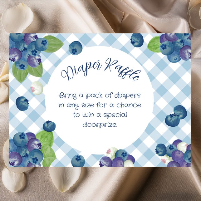 Berry Sweet Blue Gingham Diaper Raffle Enclosure Card (Creator Uploaded)