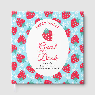Berry Sweet Blue Strawberry Baby Shower Guest Book