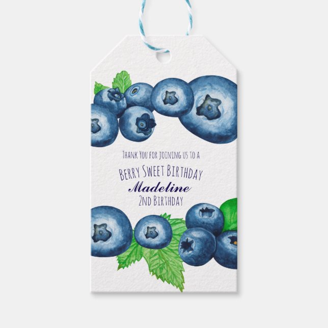 Berry Sweet Blueberries Birthday  Gift Tags (Front)