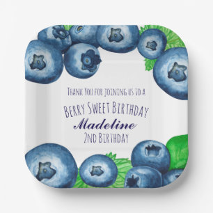 Berry Sweet Blueberries Birthday Paper Napkin Plate