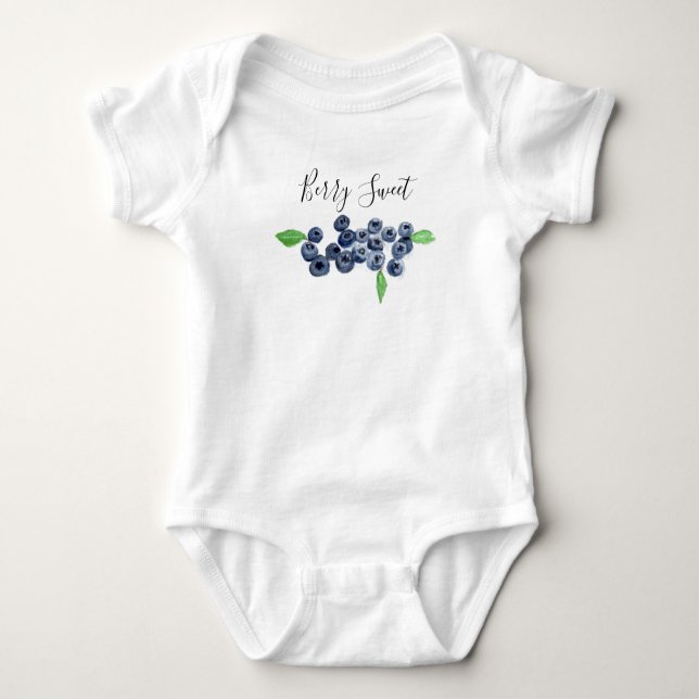 Berry Sweet Blueberries fruits watercolor food Baby Bodysuit (Front)