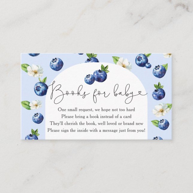 Berry Sweet Blueberry Baby Shower Books For Baby  Enclosure Card (Front)