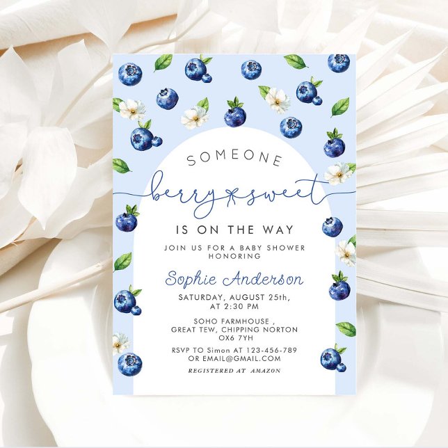 Berry Sweet Blueberry Baby Shower  Invitation (Creator Uploaded)