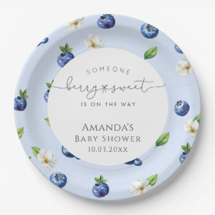 Berry Sweet Blueberry Baby Shower Paper Plate