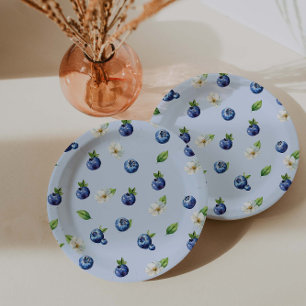Berry Sweet Blueberry Baby Shower Paper Plate