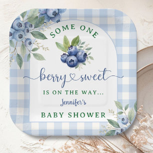 Berry Sweet Blueberry Baby Shower  Paper Plate