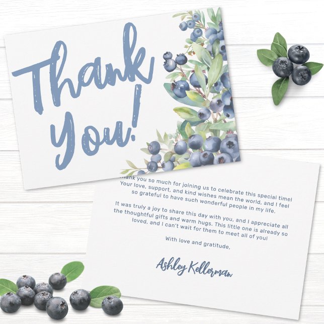 Berry Sweet Blueberry Baby Shower Thank You Card (Berry Sweet Blueberry Baby Shower Thank You Card )