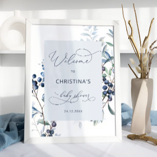 Berry Sweet Blueberry Baby Shower Welcome Poster