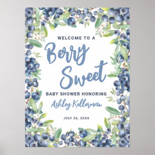 Berry Sweet Blueberry Baby Shower Welcome Sign