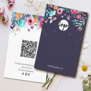 Berry Sweet Blueberry & Flowers Earing Display Business Card