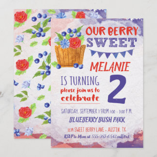 Berry Sweet Blueberry Fruit Birthday Invitation