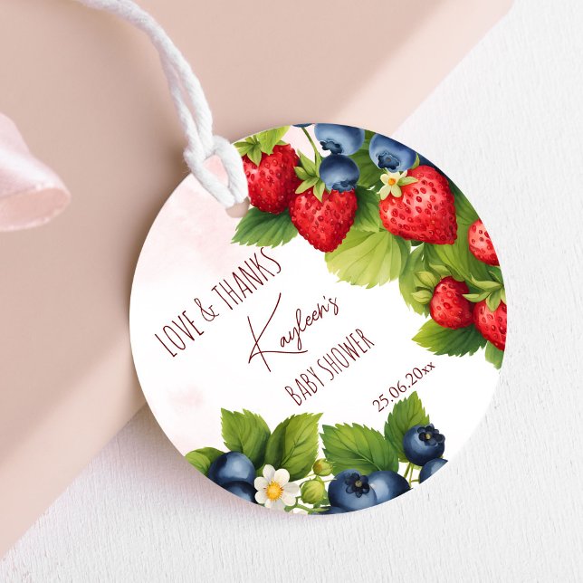 Berry sweet blueberry strawberry baby shower favou favour tags (Berry sweet blueberry strawberry baby shower thank you favor gift favor tags spring summer berries)