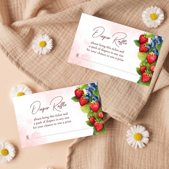 Berry sweet blueberry strawberry diaper raffle enclosure card (Berry sweet blueberry wild strawberry spring summer baby shower diaper raffle enclosure card)