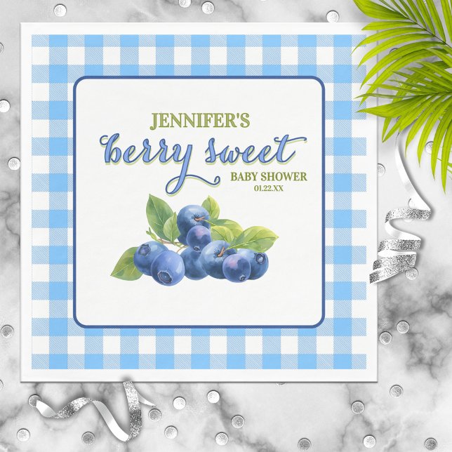Berry Sweet Blueberry Theme Baby Shower Napkin (Creator Uploaded)