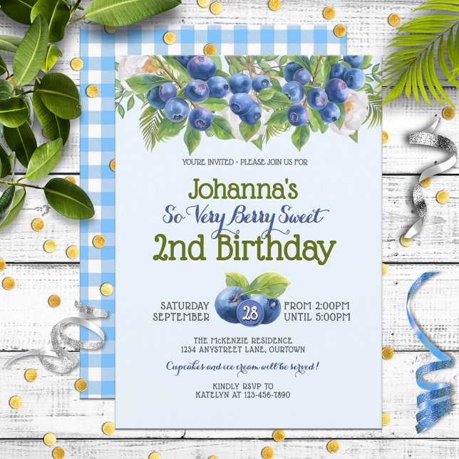 Berry Sweet Blueberry Theme Girl's Birthday Invitation (Creator Uploaded)