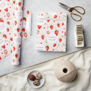 Berry Sweet Botanical Art Pink Girl Baby Shower Wrapping Paper