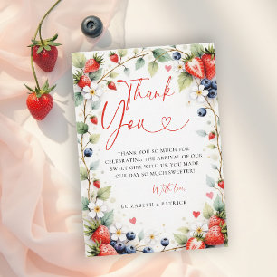 Berry Sweet Botanical Berries Garden Baby Shower Thank You Card