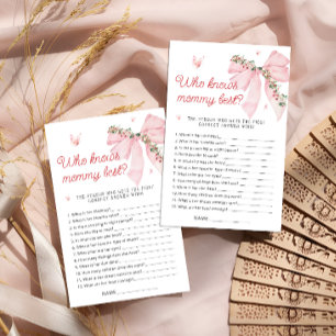 Berry Sweet Bow Who Knows Mommy Baby Shower Game