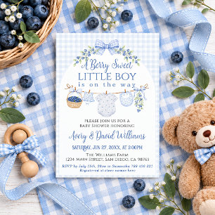 Berry Sweet Boy blueberry Baby Shower Invitation