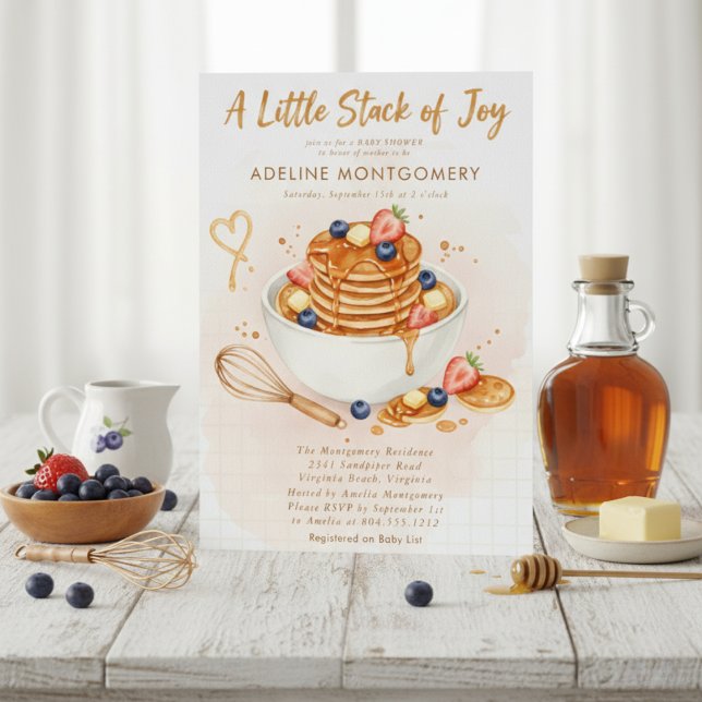 Berry Sweet breakfast pancake baby shower Invitation (Creator Uploaded)