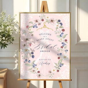 Berry Sweet Bridal Shower Dress Berries & Flowers Poster