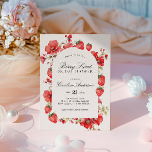 Berry Sweet Bridal Shower Strawberry Floral Invitation