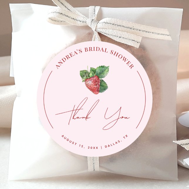 Berry Sweet Bridal Shower Thank You Classic Round Sticker (Creator Uploaded)