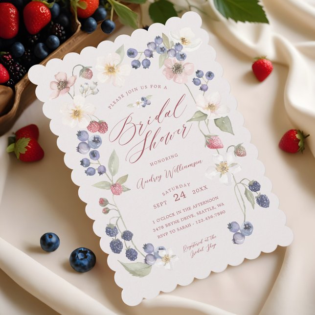 Berry Sweet Bridal Shower Wild Berries & Flowers Invitation (Berry Sweet Bridal Shower Wild Berries & Flowers Invitation)