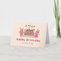 Berry Sweet Bunnies Paper Collage Pink Birthday