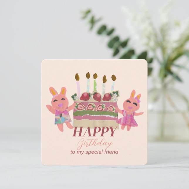 Berry Sweet Bunny Buddies Card (Standing Front)