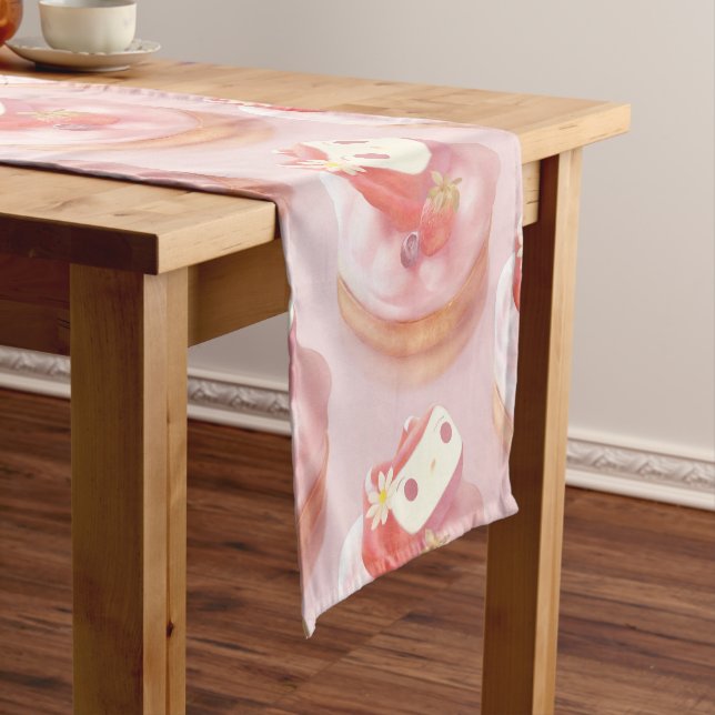 Berry Sweet: Bunny Girl Strawberry Tart Short Table Runner (In Situ)