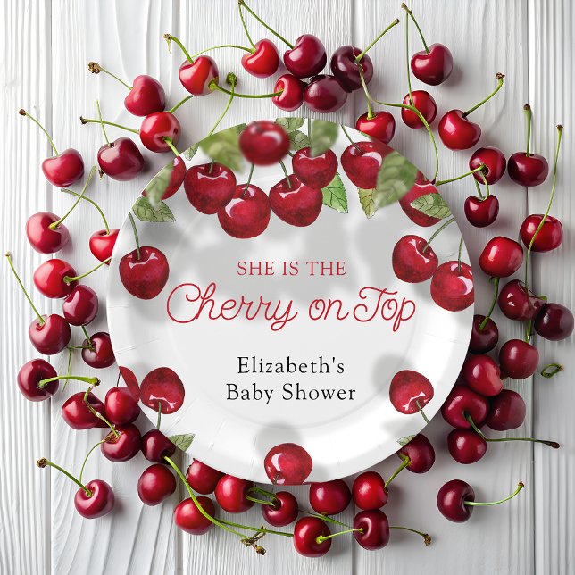 Berry Sweet Cherry Baby Shower Paper Plates (Creator Uploaded)