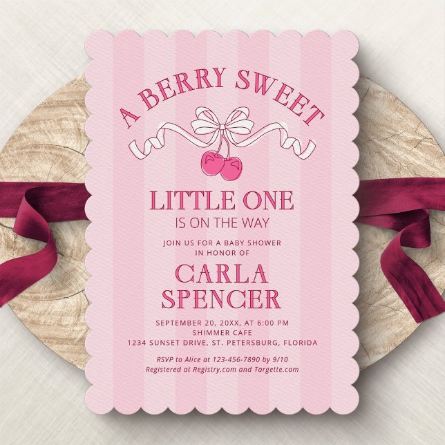 Berry Sweet Cherry Summer Baby Shower Invitation (Creator Uploaded)
