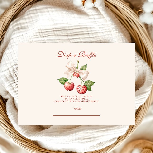 Berry Sweet Coquette Baby Shower Diapper Raffle Enclosure Card (Creator Uploaded)