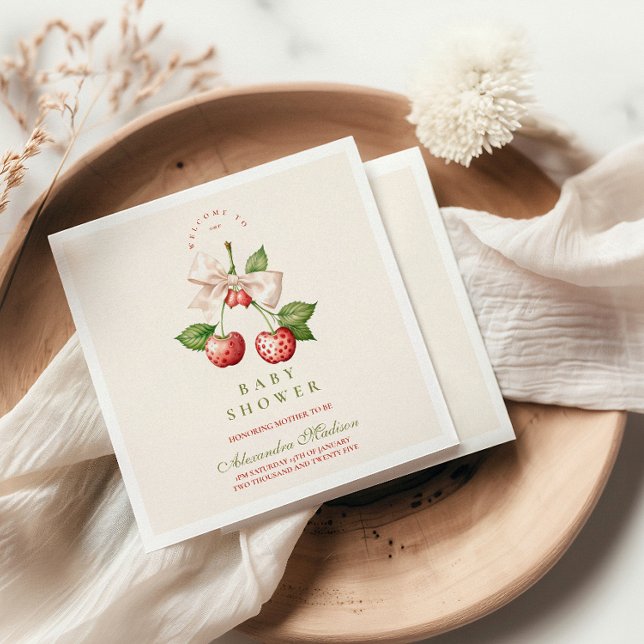 Berry Sweet Coquette Baby Shower Napkin (Creator Uploaded)